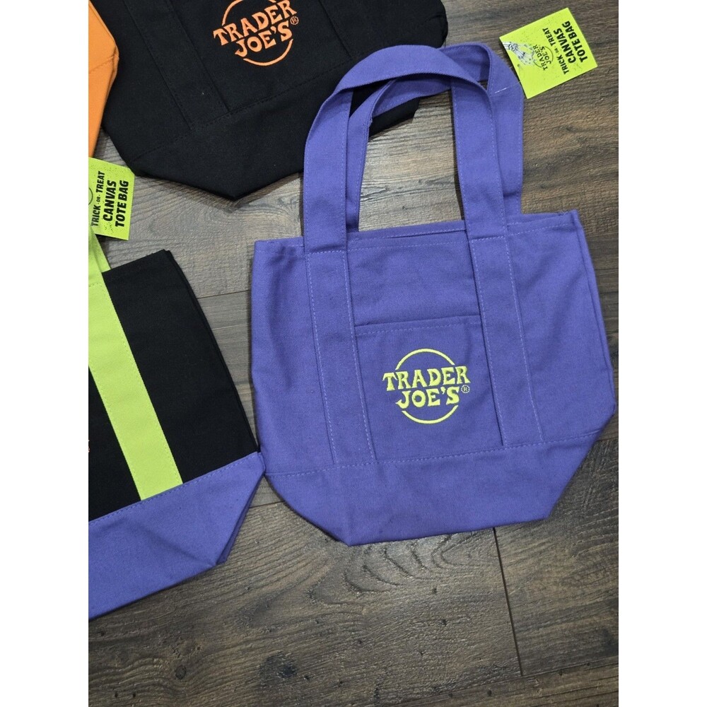 NEW Lot 4 Trader Joe's mini canvas tote bag Halloween *limited edition* set NWT - Picture 5 of 5